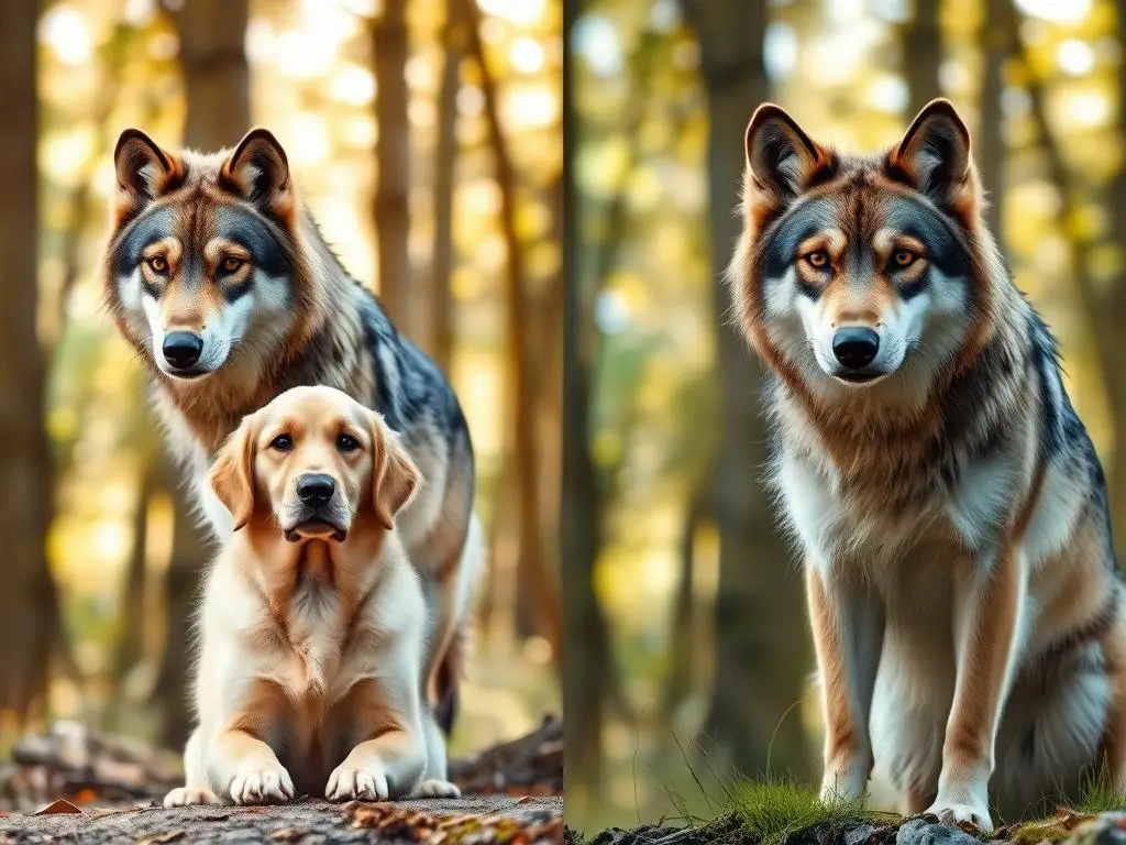 dog and wolf side by side highlighting key differences